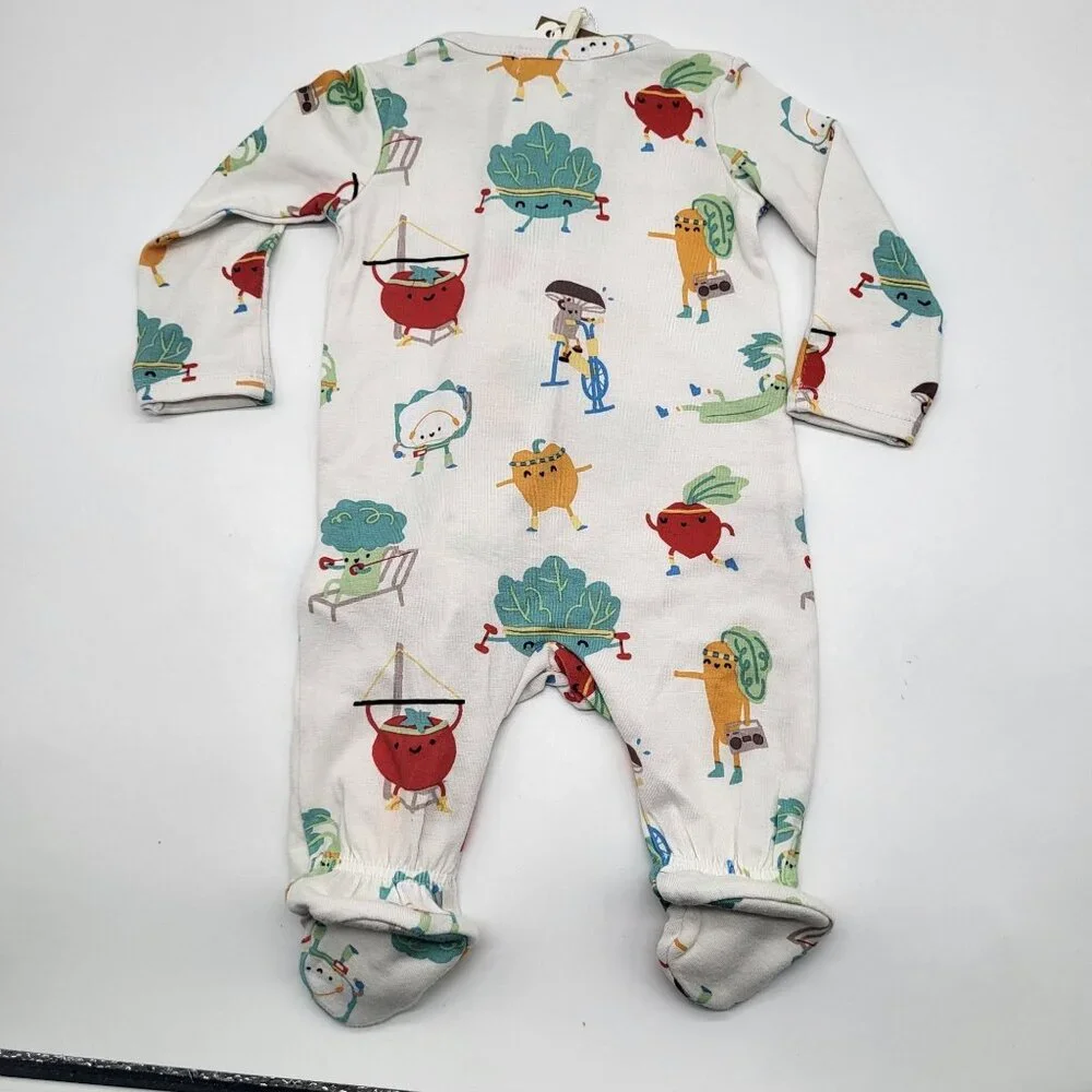 ANGEL DEAR Baby Newborn Veggie Workout Exercise Footie Sleeper NWT - Picture 2 of 5
